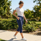 Women's Cropped Joggers with High Waist and Pockets