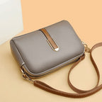 Women's Crossbody Bag with Contrast Stripe and Metal Clasp Detail