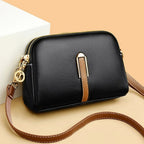 Women's Crossbody Bag with Contrast Stripe and Metal Clasp Detail
