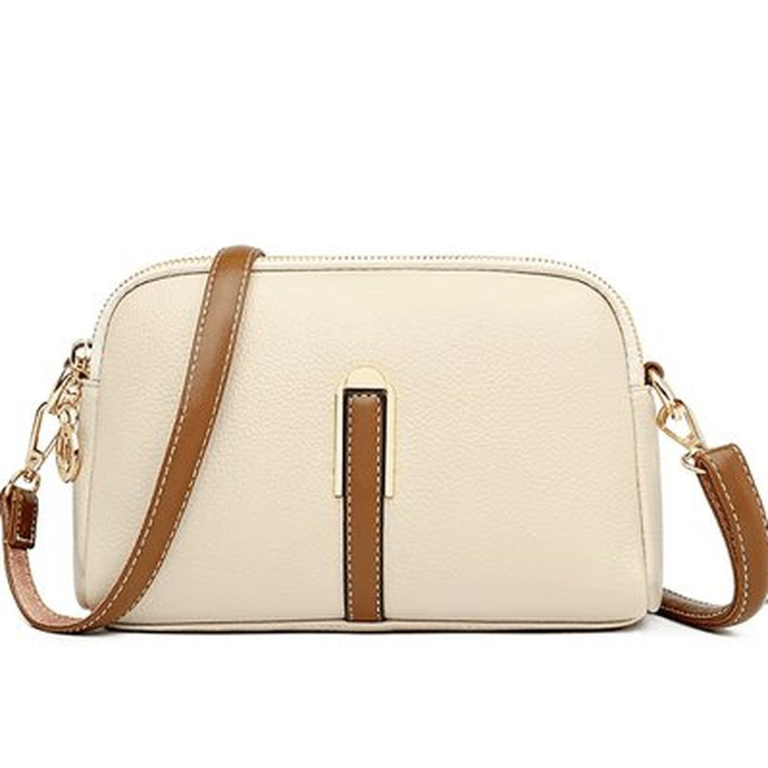 Women's Crossbody Bag with Contrast Stripe and Metal Clasp Detail
