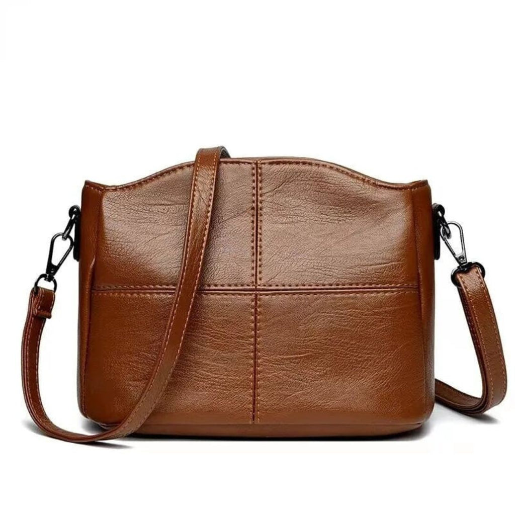 Women's Crossbody Bag with Stitched Panel Detail and Adjustable Strap
