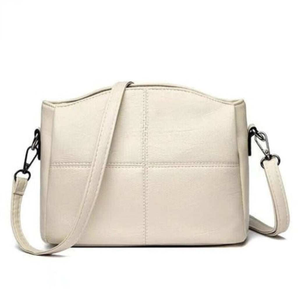 Women's Crossbody Bag with Stitched Panel Detail and Adjustable Strap