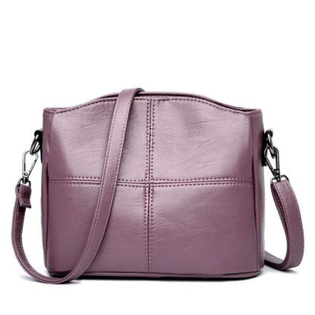 Women's Crossbody Bag with Stitched Panel Detail and Adjustable Strap
