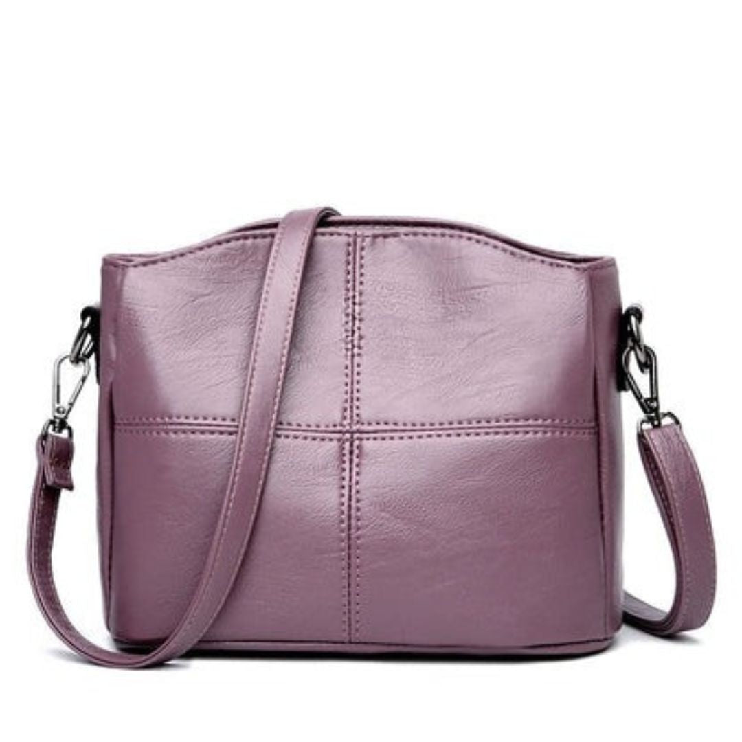 Women's Crossbody Bag with Stitched Panel Detail and Adjustable Strap