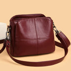 Women's Crossbody Bag with Stitched Panel Detail and Adjustable Strap