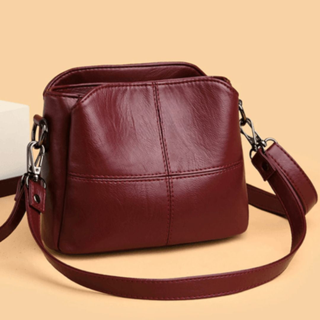 Women's Crossbody Bag with Stitched Panel Detail and Adjustable Strap