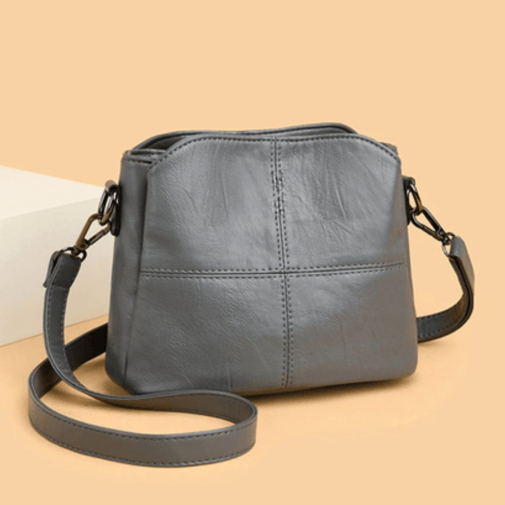 Women's Crossbody Bag with Stitched Panel Detail and Adjustable Strap