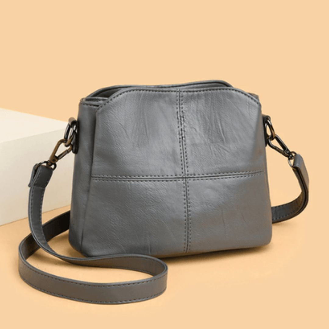 Women's Crossbody Bag with Stitched Panel Detail and Adjustable Strap