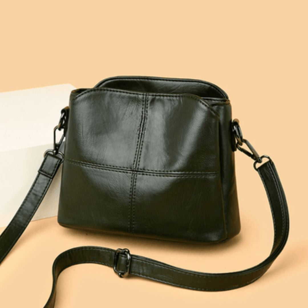 Women's Crossbody Bag with Stitched Panel Detail and Adjustable Strap