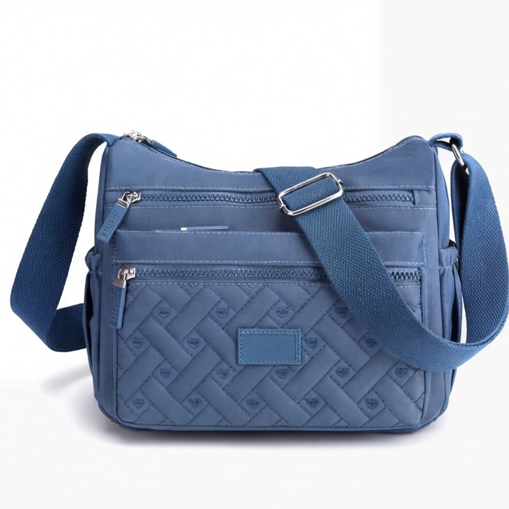 Women's Crossbody Shoulder Bag with Multi-Zip Compartments