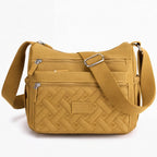 Women's Crossbody Shoulder Bag with Multi-Zip Compartments