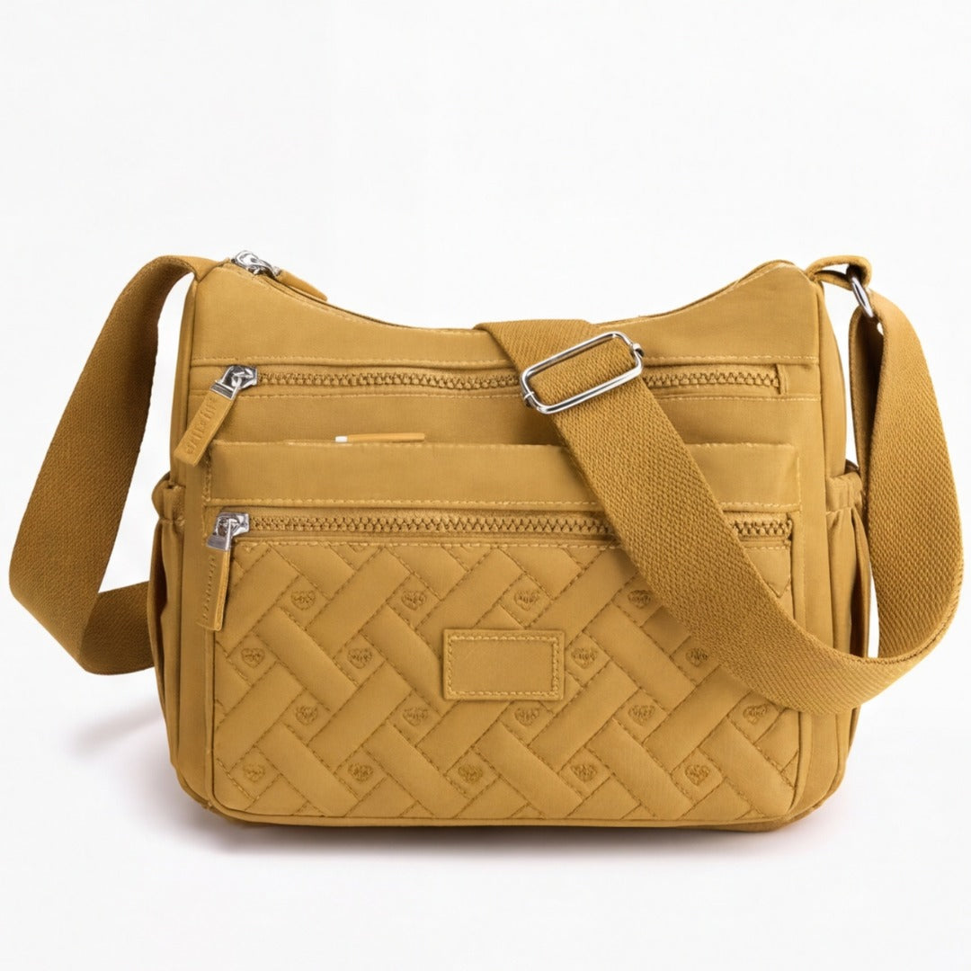 Women's Crossbody Shoulder Bag with Multi-Zip Compartments