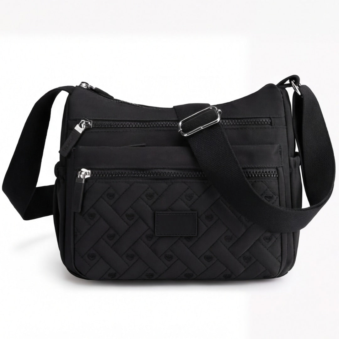 Women's Crossbody Shoulder Bag with Multi-Zip Compartments