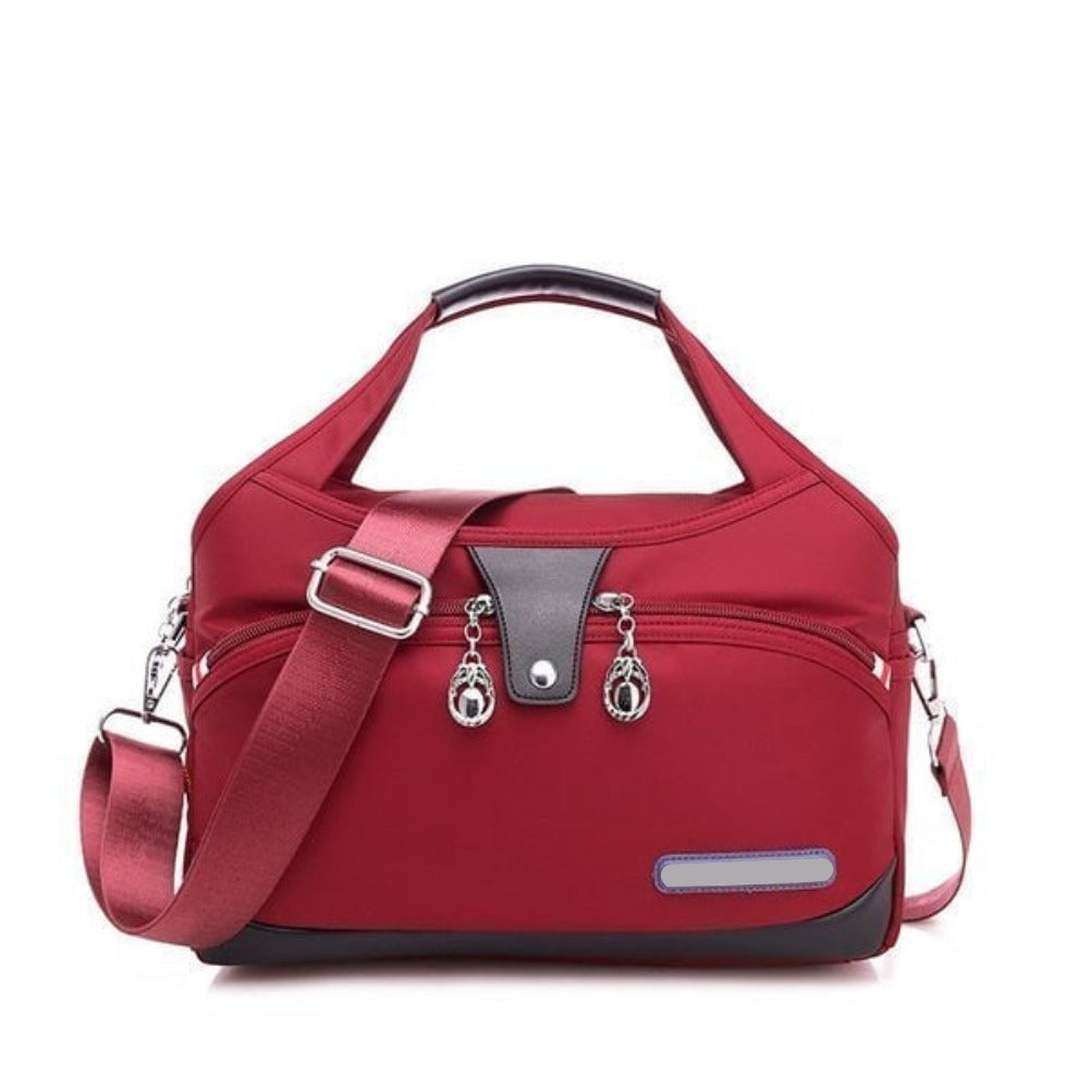 Women's Crossbody Shoulder Handbag with Multi-Zip Compartments