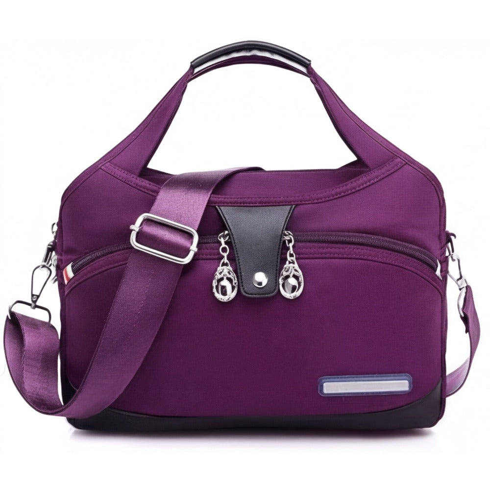 Women's Crossbody Shoulder Handbag with Multi-Zip Compartments