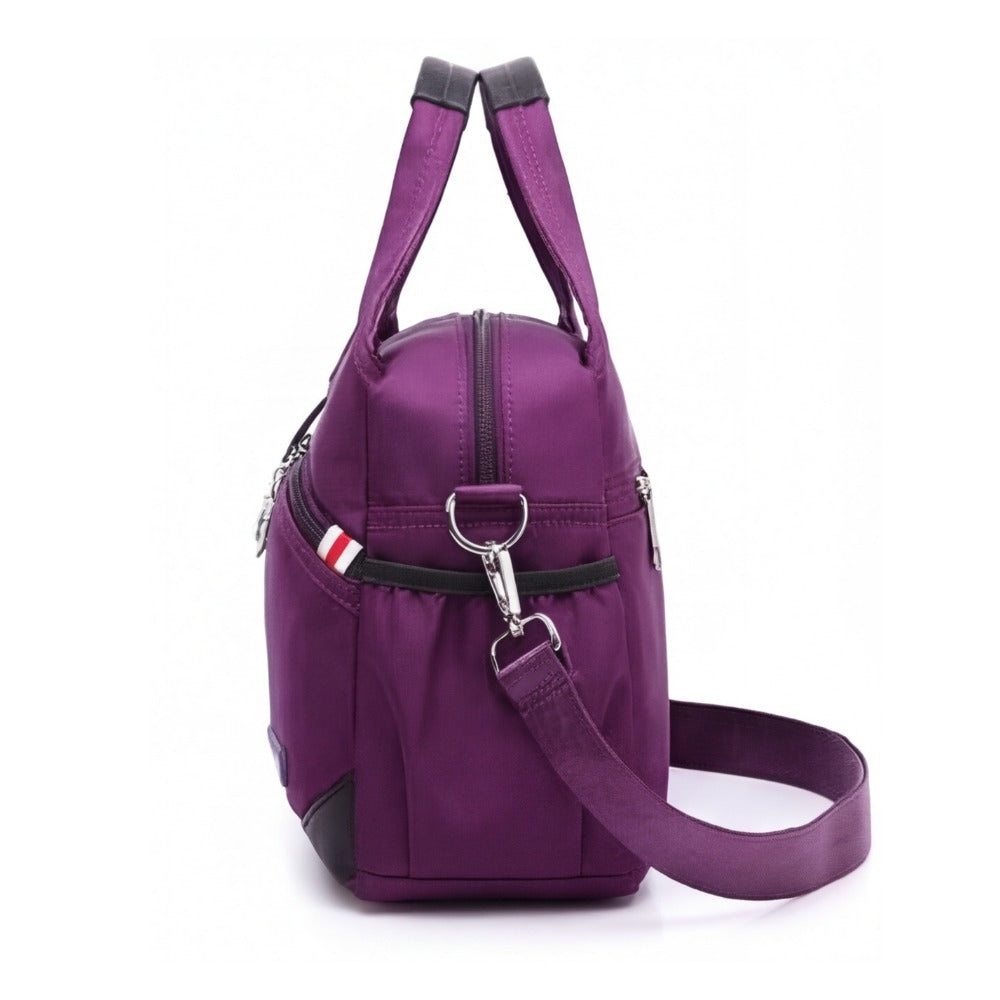 Women's Crossbody Shoulder Handbag with Multi-Zip Compartments