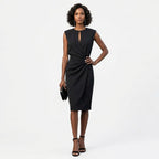 Women's Elegant Party Dress with Keyhole Neckline and Ruched Waist