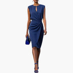 Women's Elegant Party Dress with Keyhole Neckline and Ruched Waist