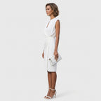 Women's Elegant Party Dress with Keyhole Neckline and Ruched Waist