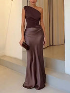 Women's Evening Party Maxi Dress with Off-Shoulder Neckline