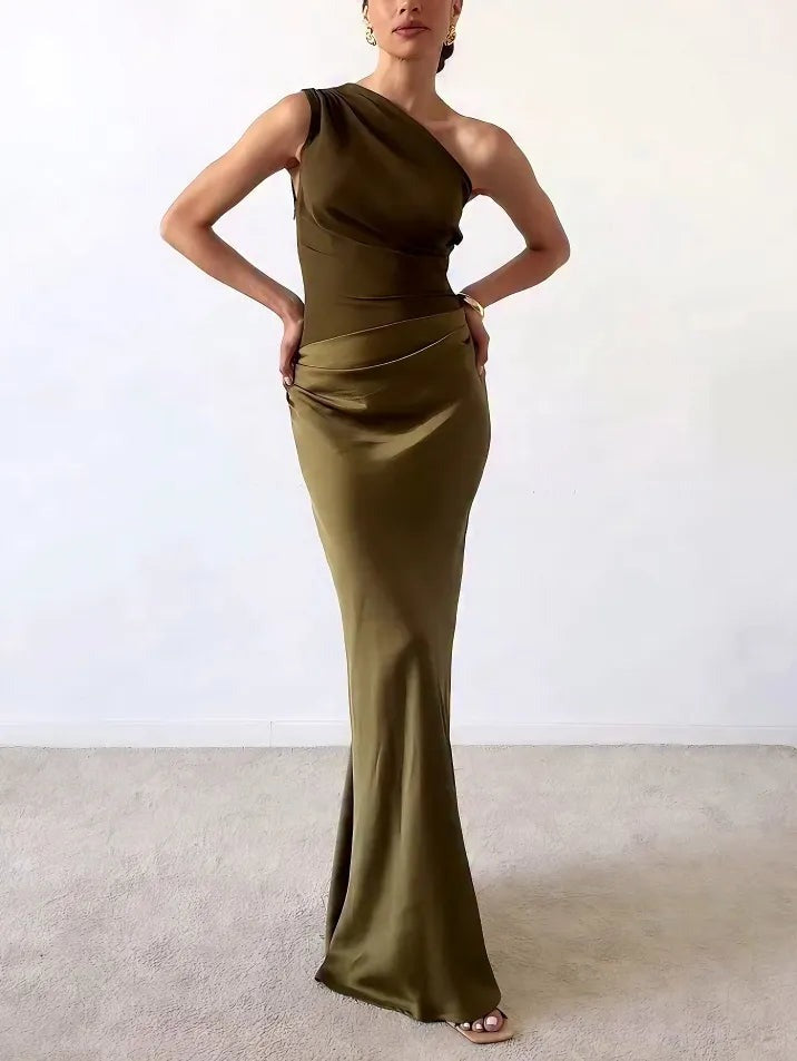 Women's Evening Party Maxi Dress with Off-Shoulder Neckline