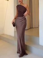 Women's Evening Party Maxi Dress with Off-Shoulder Neckline
