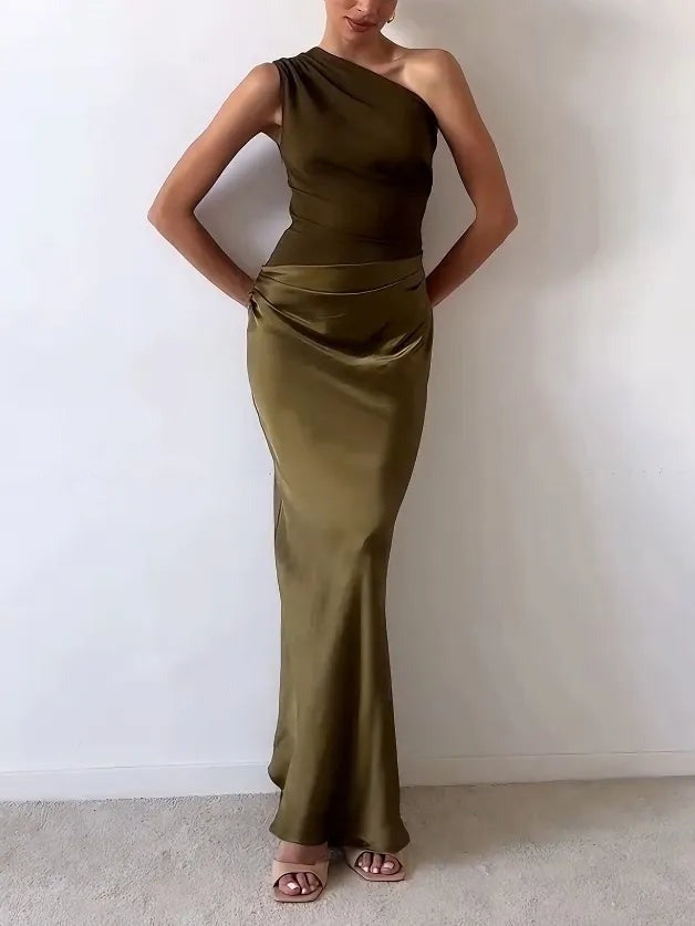 Women's Evening Party Maxi Dress with Off-Shoulder Neckline