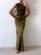Women's Evening Party Maxi Dress with Off-Shoulder Neckline