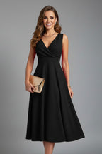 Women's Evening Party Midi Dress with V-Neck