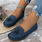 Women's Flat Loafers with Tassel Detail and Whipstitch Trim