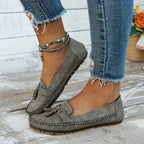 Women's Flat Loafers with Tassel Detail and Whipstitch Trim