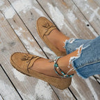 Women's Flat Loafers with Tassel Detail and Whipstitch Trim