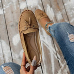 Women's Flat Loafers with Tassel Detail and Whipstitch Trim