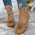 Women's Flat Loafers with Tassel Detail and Whipstitch Trim