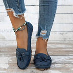 Women's Flat Loafers with Tassel Detail and Whipstitch Trim