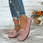 Women's Flat Loafers with Tassel Detail and Whipstitch Trim