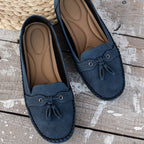 Women's Flat Loafers with Tassel Detail and Whipstitch Trim