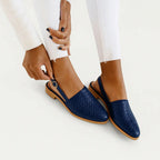 Women's Flat Slingback Shoes with Pointed Toe and Buckle Strap