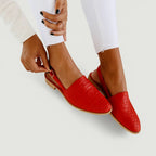 Women's Flat Slingback Shoes with Pointed Toe and Buckle Strap