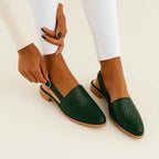 Women's Flat Slingback Shoes with Pointed Toe and Buckle Strap