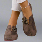 Women's Flat Slip On Shoes with Button Elastic Detail