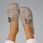 Women's Flat Slip On Shoes with Button Elastic Detail