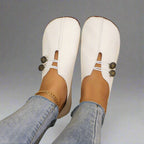 Women's Flat Slip On Shoes with Button Elastic Detail