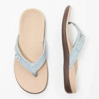 Women's Flip Flop Sandals with Toe Post Strap and Metal Buckle Detail