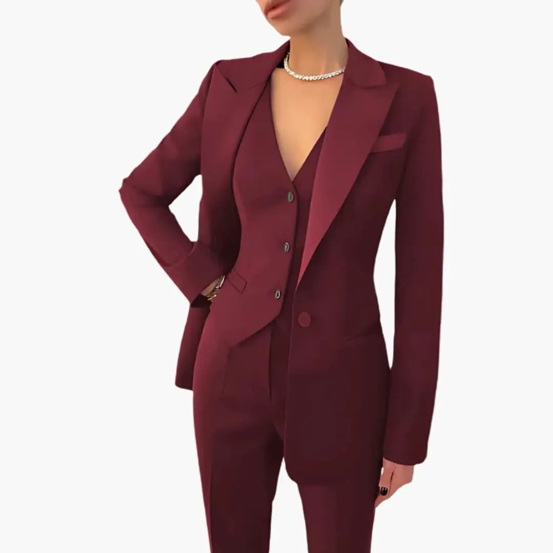 Women's Formal Blazer Trouser Set with Notch Lapel