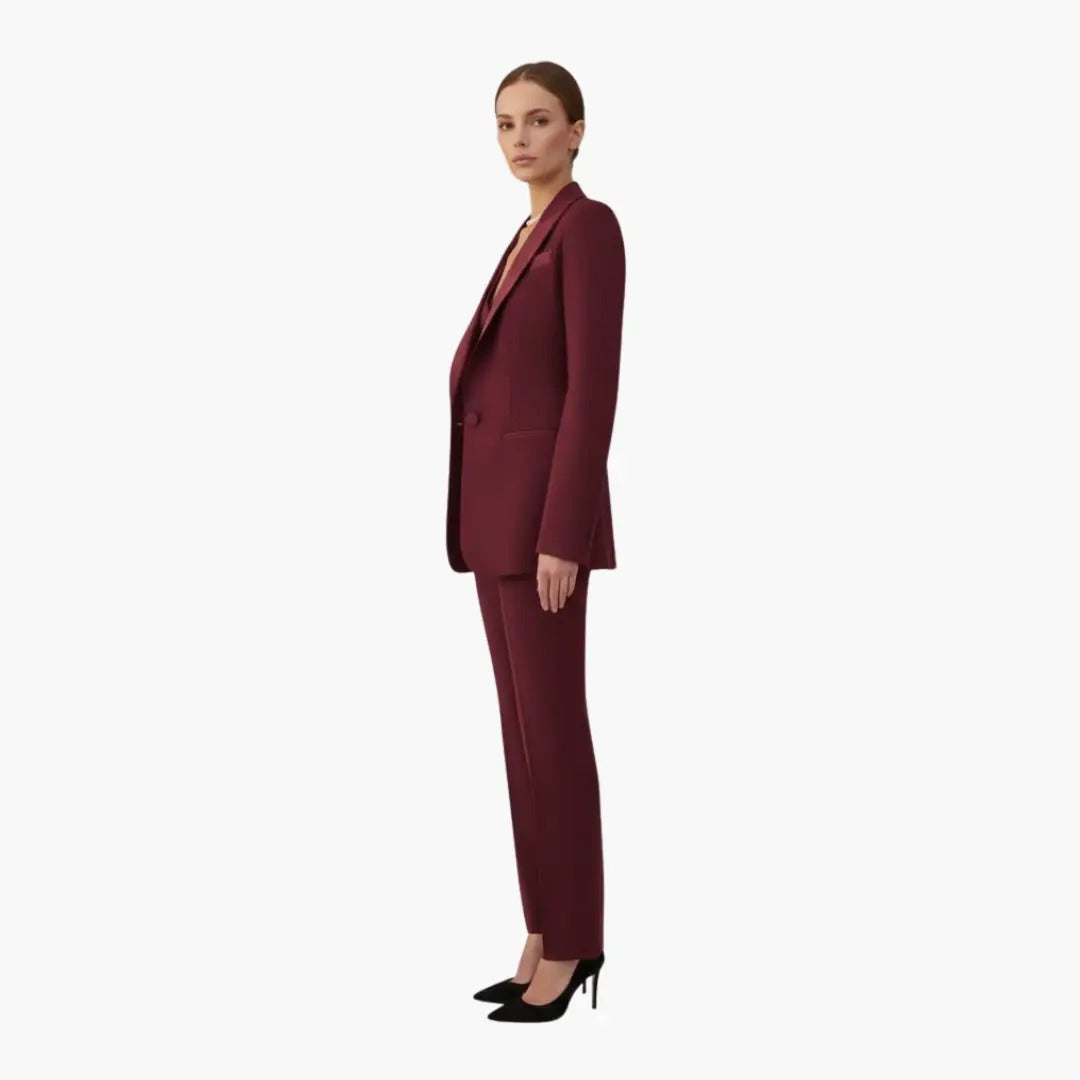 Women's Formal Blazer Trouser Set with Notch Lapel