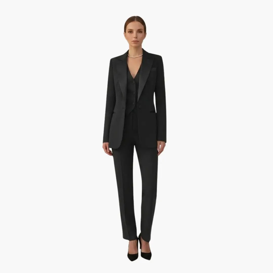 Women's Formal Blazer Trouser Set with Notch Lapel