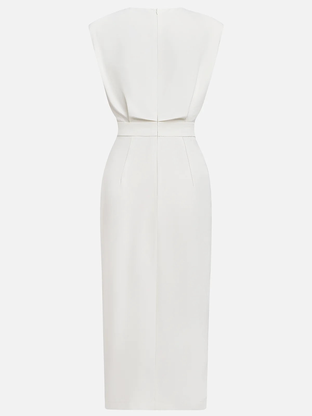 Women's Formal Evening Midi Dress with Gold Button Detail and Pockets