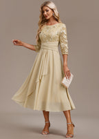 Women's Formal Floral Midi Dress with Embroidered Overlay