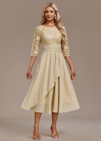 Women's Formal Floral Midi Dress with Embroidered Overlay